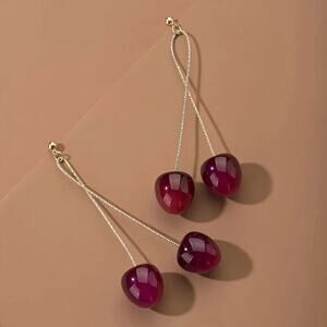 NEW Cherry Pendant Dangle Earrings, Long dangle earrings, Y2K Cherry jewelry